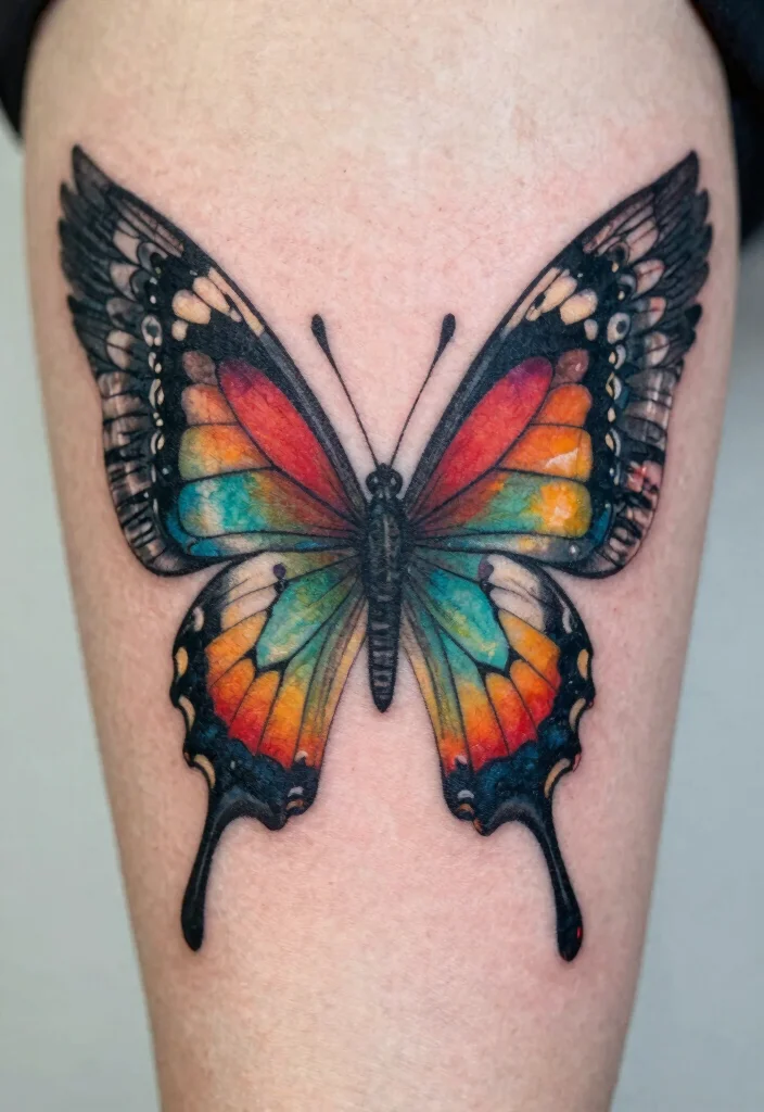 18 Angel Wings Tattoo Stencil Ideas Detailed Symmetrical and Bold - 6. Butterfly Wing Fusion 1