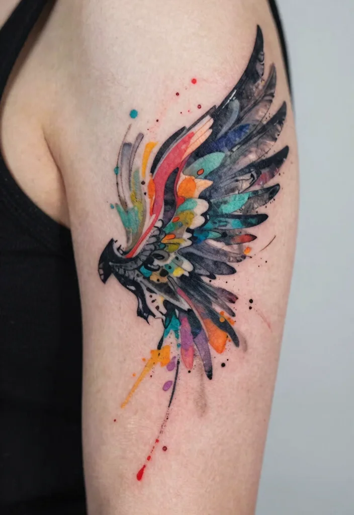 18 Angel Wings Tattoo Stencil Ideas Detailed Symmetrical and Bold - 7. Abstract Wings 1