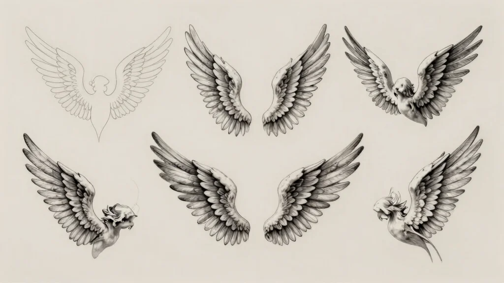 18 Angel Wings Tattoo Stencil Ideas Detailed Symmetrical and Bold