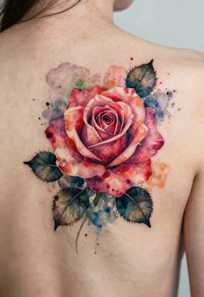 18 Realistic Rose Tattoo Ideas That Look Incredibly Lifelike - 16. Abstract Watercolor Rose 1