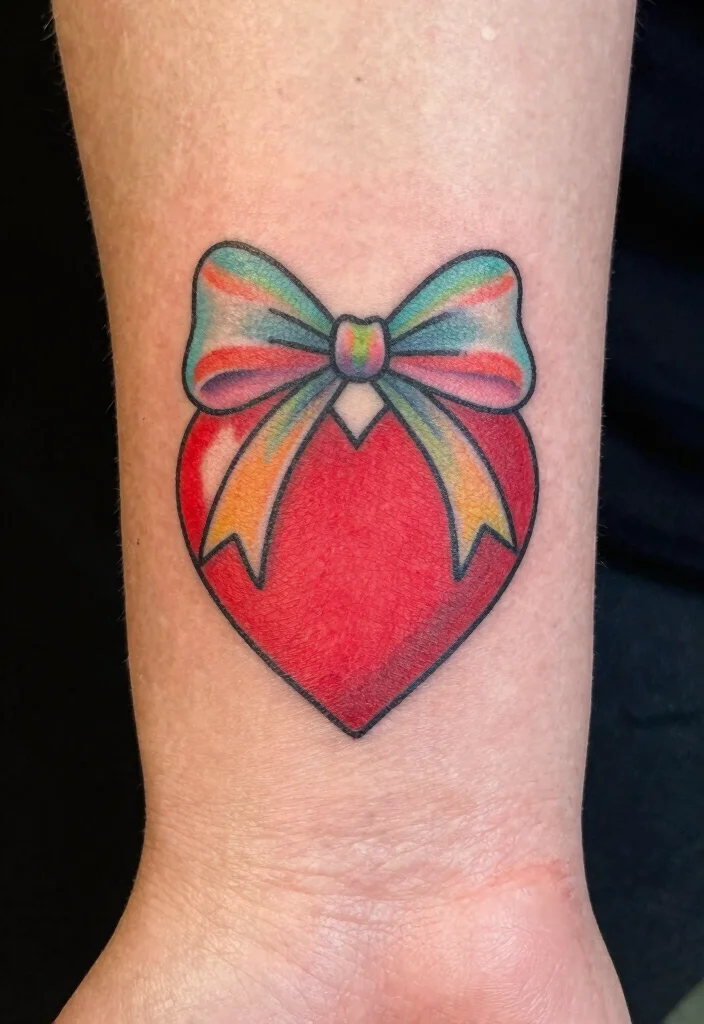 18 Sacred Heart Tattoo Traditional Ideas Classic Bold and Iconic - 13. Sacred Heart with a Bow 1