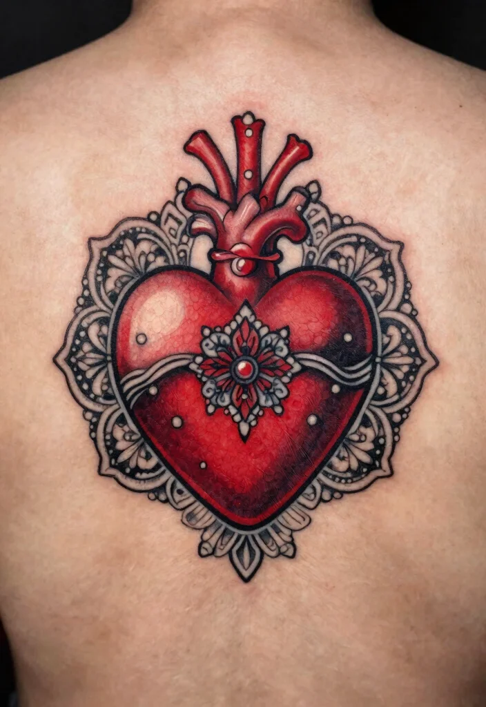 18 Sacred Heart Tattoo Traditional Ideas Classic Bold and Iconic - 18. Sacred Heart with Mandala 1