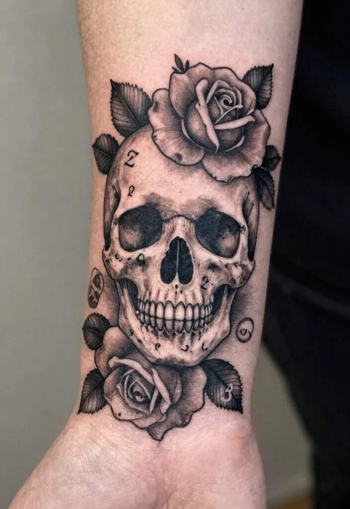 18 Skull and Rose Tattoo Ideas Bold Dark and Powerful - 18. Personal Touch 1