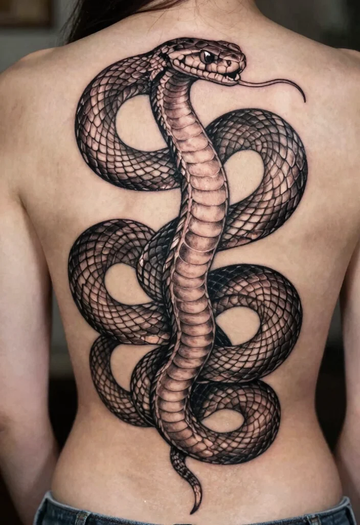 18 Snake Tattoo Back Ideas: Dramatic and Statement Making - 1. Serpent Wrap 1
