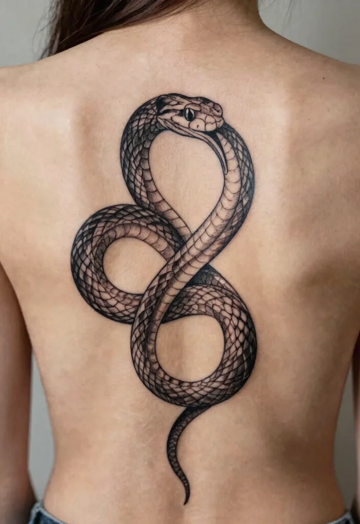 18 Snake Tattoo Back Ideas: Dramatic and Statement Making - 18. Infinity Snake 1