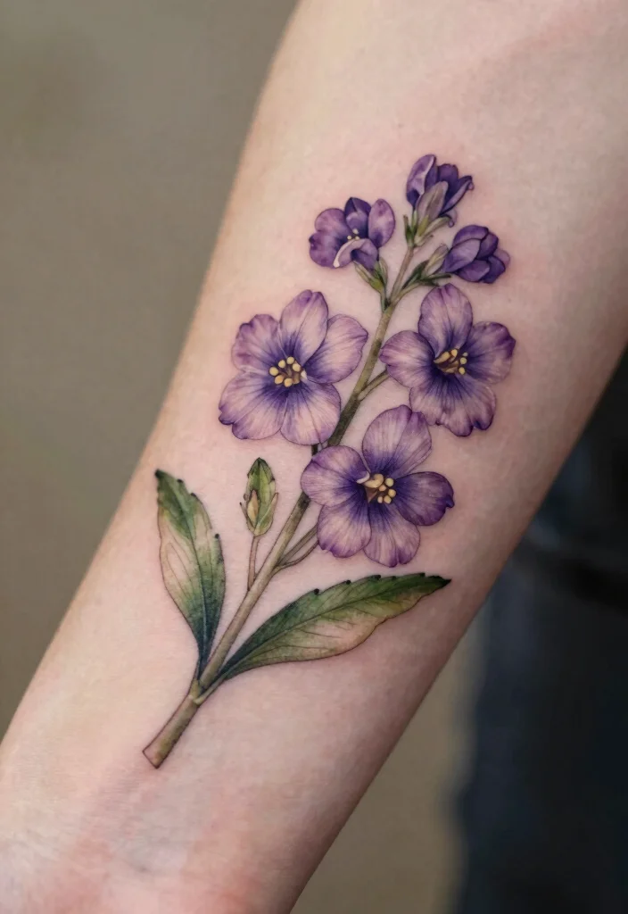 18 Traditional Flower Tattoo Ideas: Classic, Bold, and Iconic - 11. Delicate Violets 1