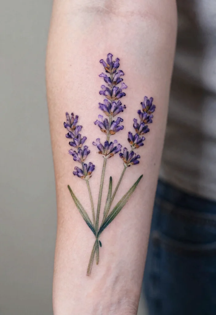 18 Traditional Flower Tattoo Ideas: Classic, Bold, and Iconic - 12. Romantic Lavender 1
