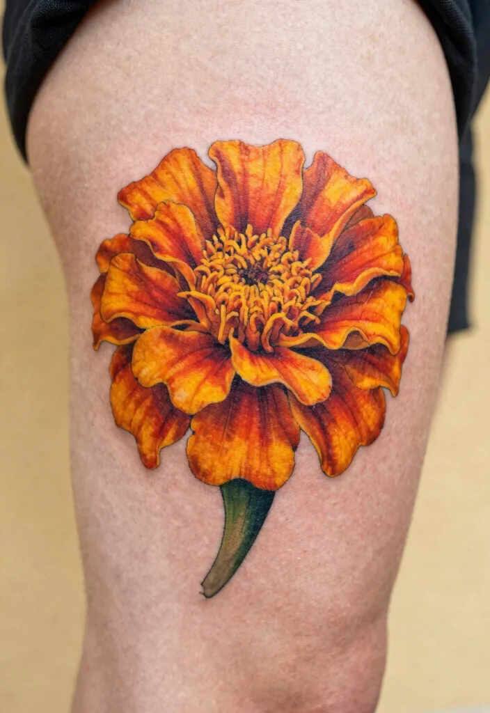 18 Traditional Flower Tattoo Ideas: Classic, Bold, and Iconic - 13. Charming Marigolds 1