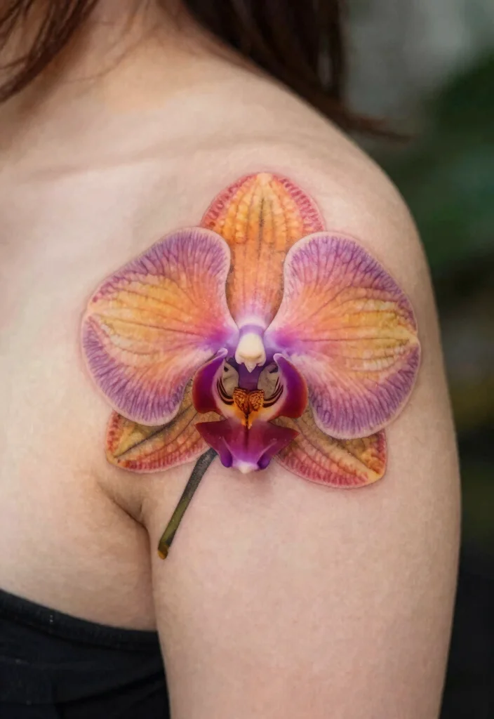 18 Traditional Flower Tattoo Ideas: Classic, Bold, and Iconic - 15. Stunning Orchid Tattoos 1