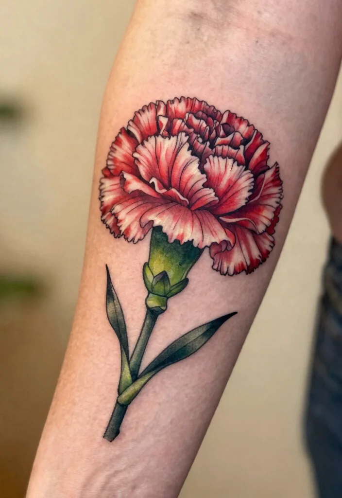 18 Traditional Flower Tattoo Ideas: Classic, Bold, and Iconic - 16. Captivating Carnations 1