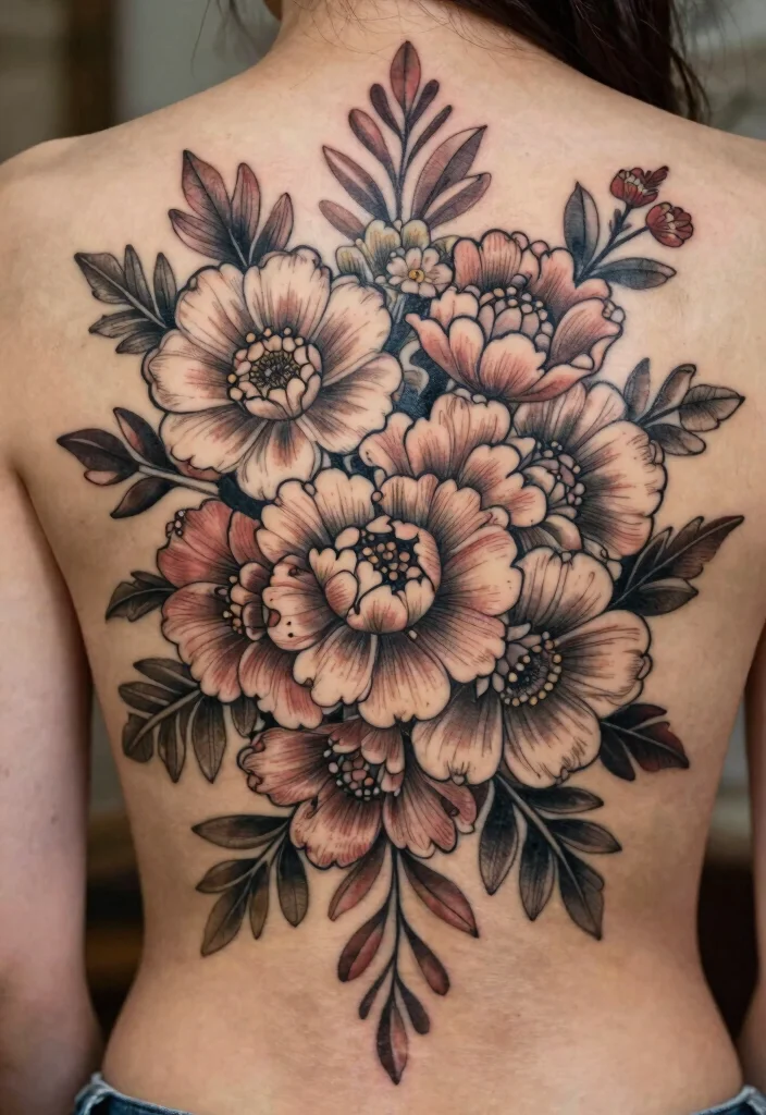 18 Traditional Flower Tattoo Ideas: Classic, Bold, and Iconic - 17. Traditional Floral Patterns 1