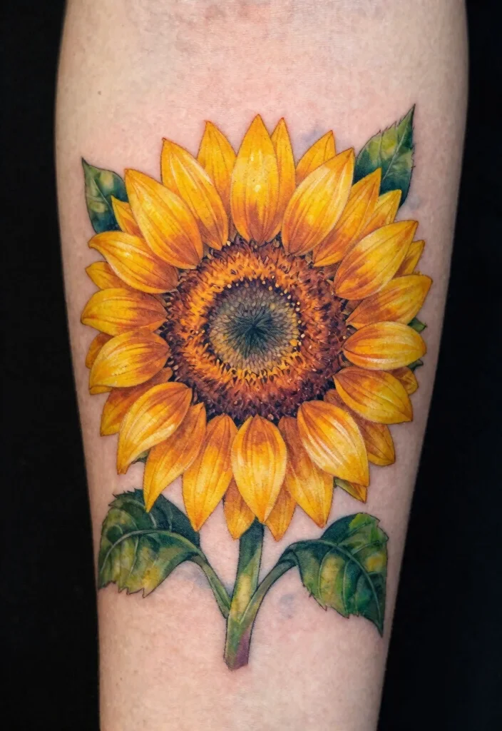 18 Traditional Flower Tattoo Ideas: Classic, Bold, and Iconic - 3. Bold Sunflowers 1