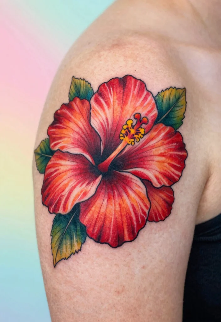 18 Traditional Flower Tattoo Ideas: Classic, Bold, and Iconic - 4. Exotic Hibiscus 1