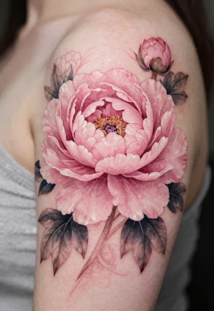 18 Traditional Flower Tattoo Ideas: Classic, Bold, and Iconic - 5. Elegant Peonies 1