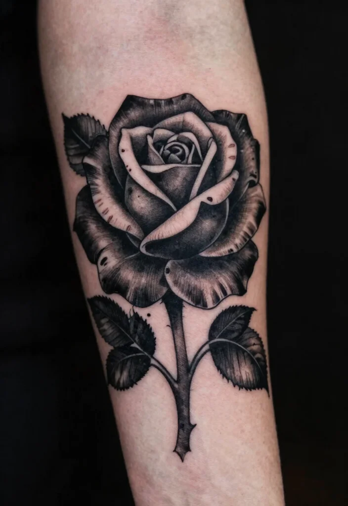 18 Traditional Flower Tattoo Ideas: Classic, Bold, and Iconic - 8. Striking Black Flowers 1