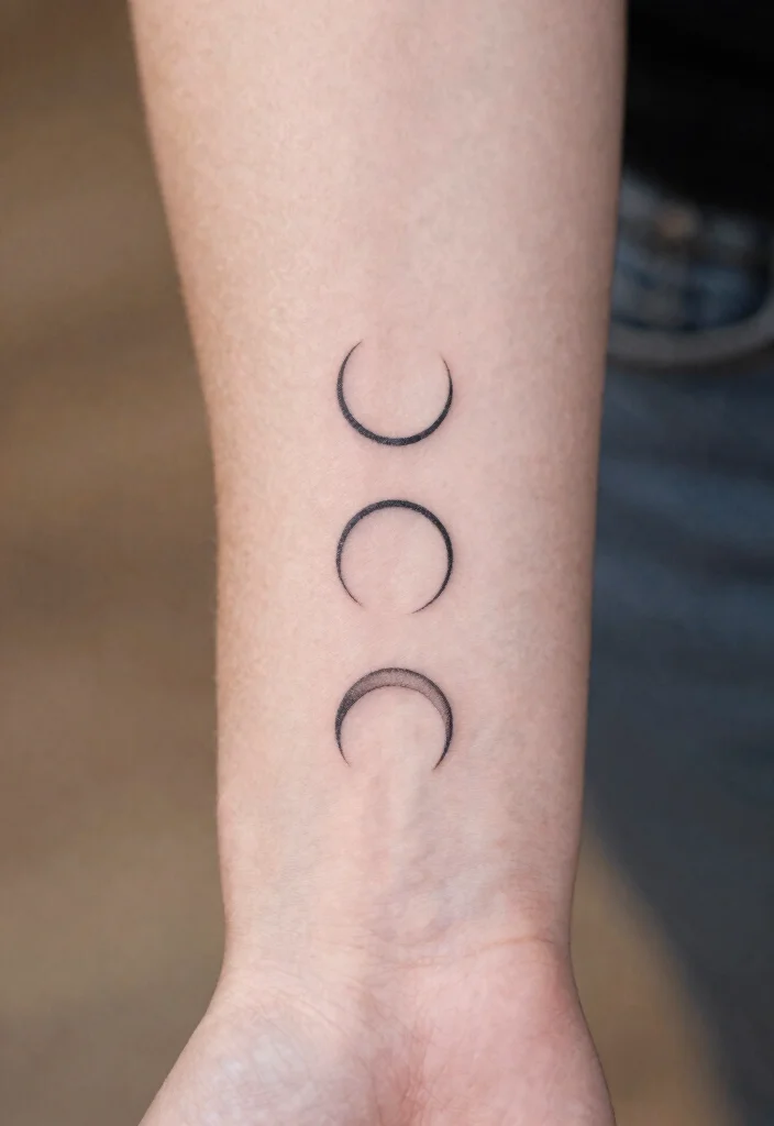 18 Triple Moon Tattoo Ideas: Powerful, Witchy, and Sacred - 1. Minimalist Triple Moon 1