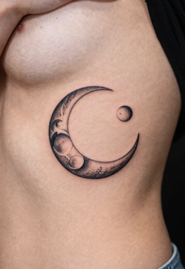 18 Triple Moon Tattoo Ideas: Powerful, Witchy, and Sacred - 12. Crescent and Triple Moon Combination 1