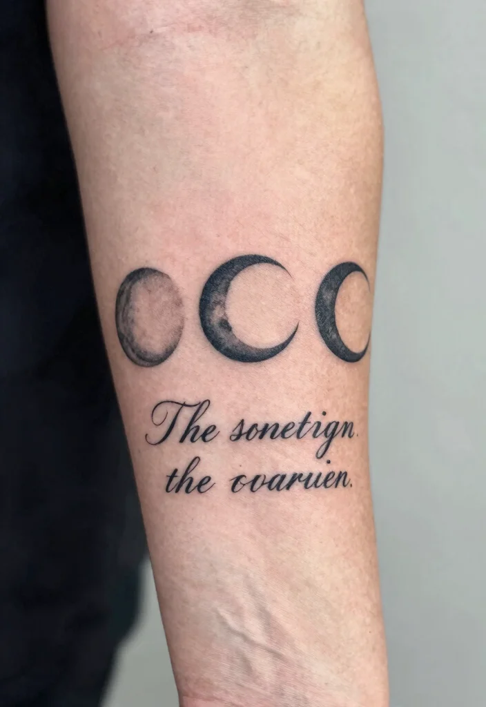 18 Triple Moon Tattoo Ideas: Powerful, Witchy, and Sacred - 13. Inspirational Quote with Triple Moon 1