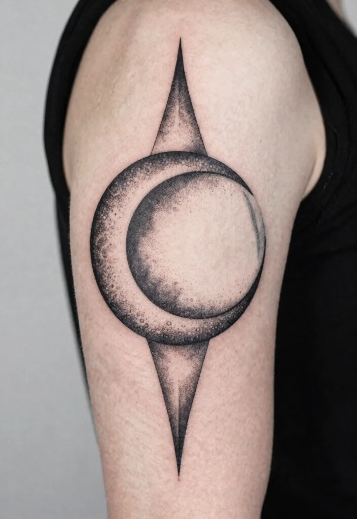 18 Triple Moon Tattoo Ideas: Powerful, Witchy, and Sacred - 3. Geometric Triple Moon 1