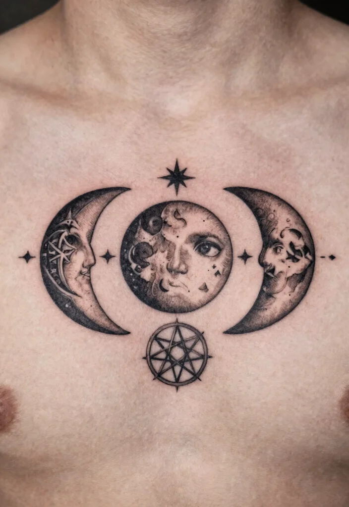 18 Triple Moon Tattoo Ideas: Powerful, Witchy, and Sacred - 5. Symbolic Triple Moon 1