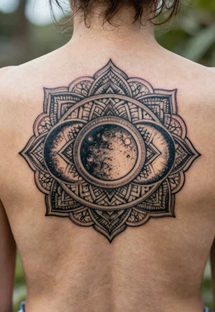 18 Triple Moon Tattoo Ideas: Powerful, Witchy, and Sacred - 6. Mandala Triple Moon 1