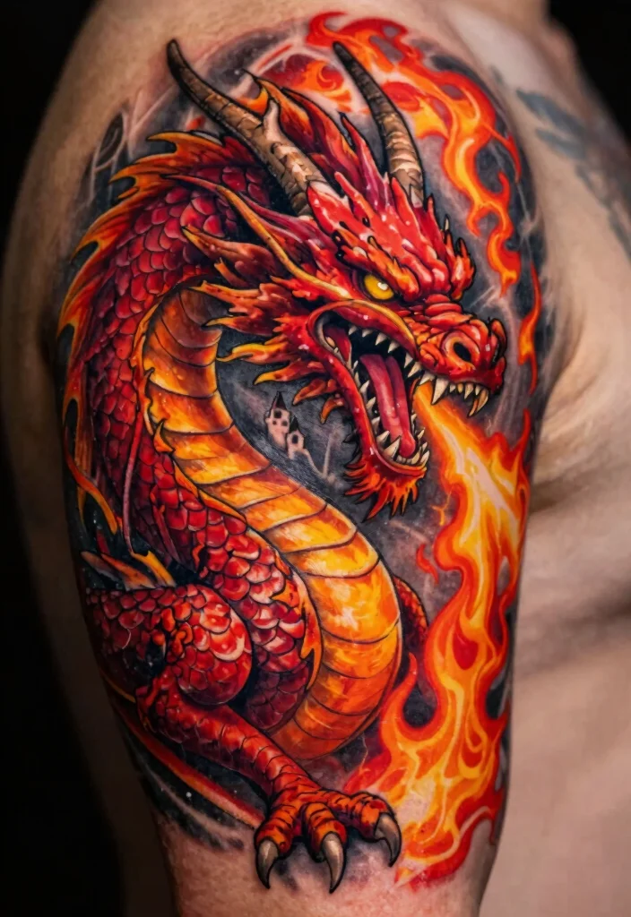 19 Back Dragon Tattoo Ideas: Epic Statement Pieces - 3. Fierce Fire Breather 1