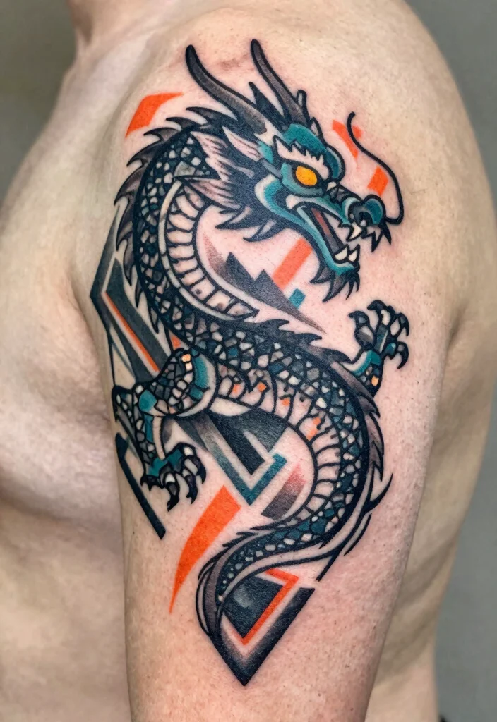 19 Back Dragon Tattoo Ideas: Epic Statement Pieces - 8. Geometric Dragon 1