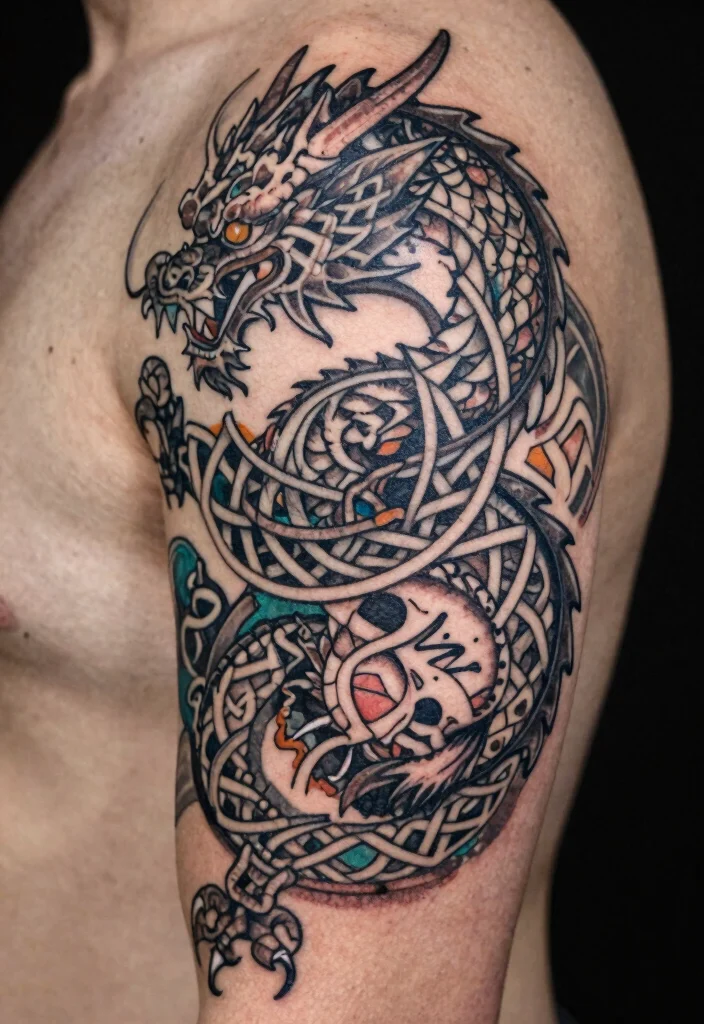 19 Back Dragon Tattoo Ideas: Epic Statement Pieces - 9. Dragon with Celtic Knots 1