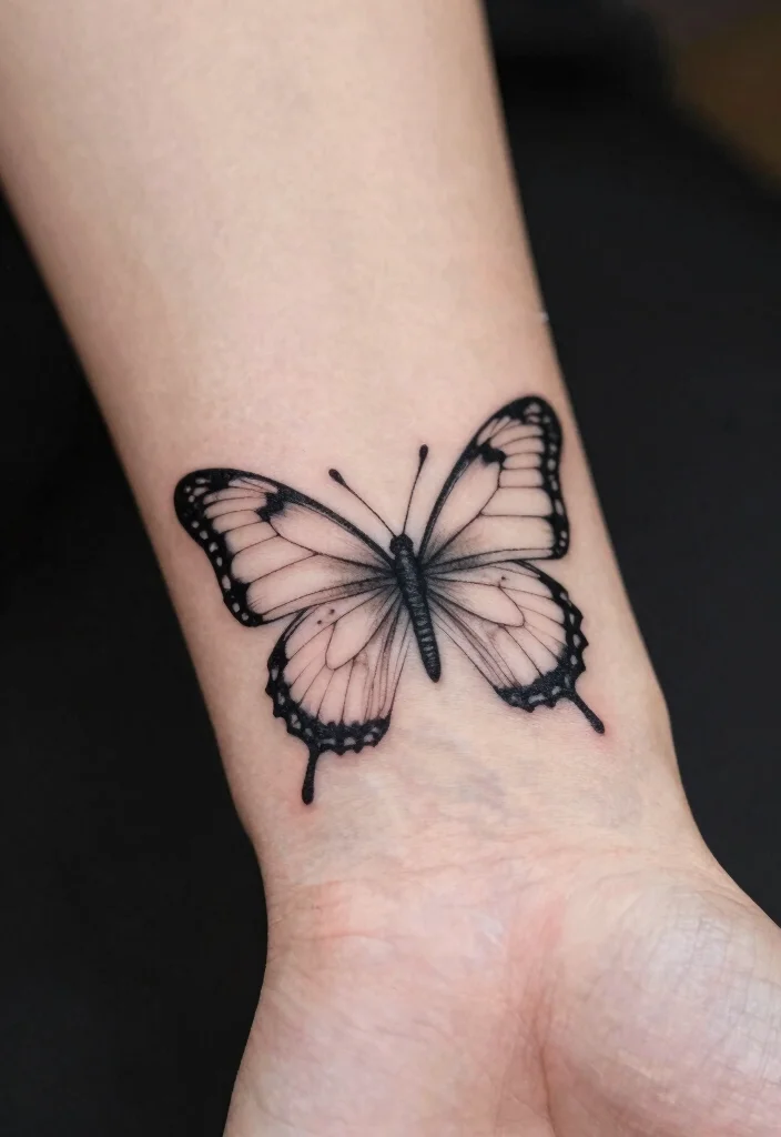 19 Butterfly Tattoo Ideas You Will Want to Save Forever - 1. Elegant Line Art Butterfly 1