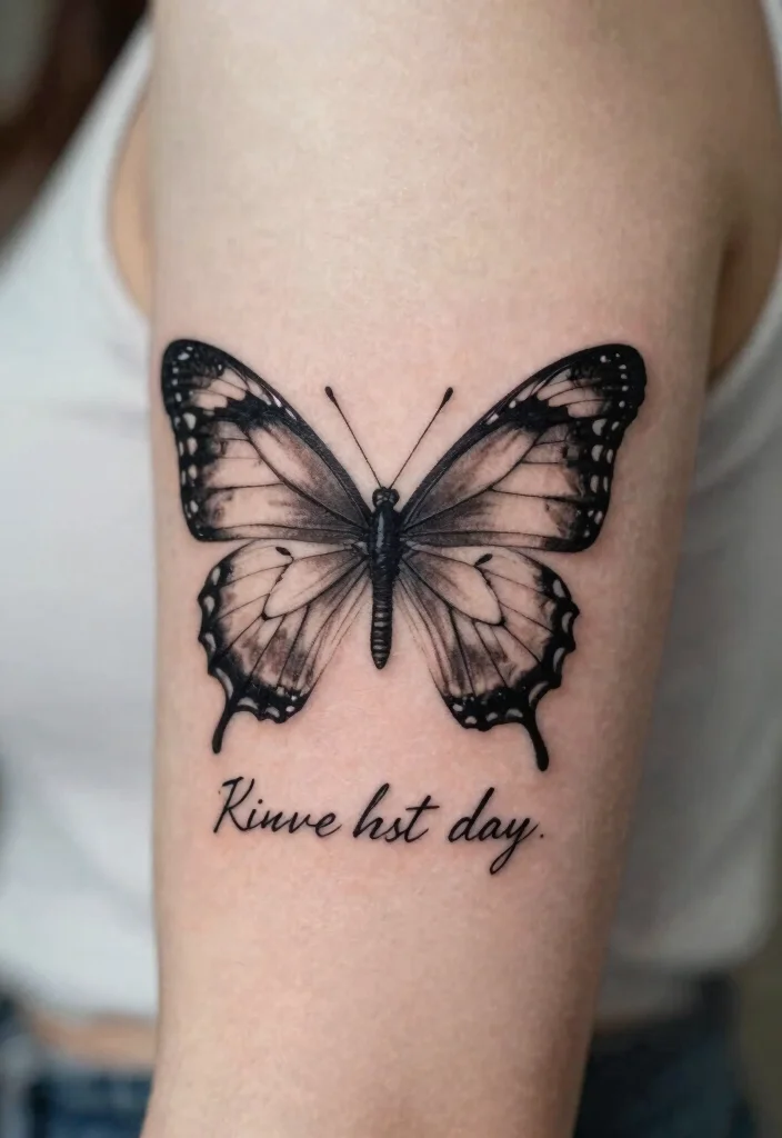 19 Butterfly Tattoo Ideas You Will Want to Save Forever - 7. Butterfly with Quotes 1