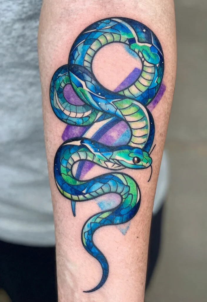19 Snake Sleeve Tattoo Ideas Flowing Detailed and Artistic - 3. Abstract Snake Design 1