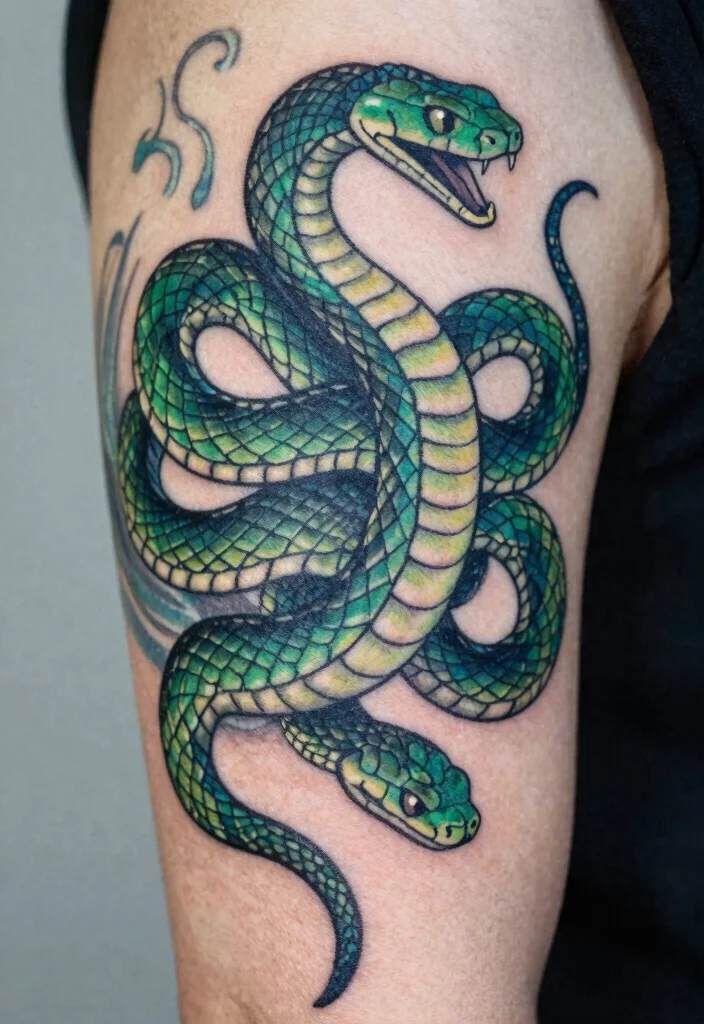 19 Snake Sleeve Tattoo Ideas Flowing Detailed and Artistic - 6. Snakes in Motion 1