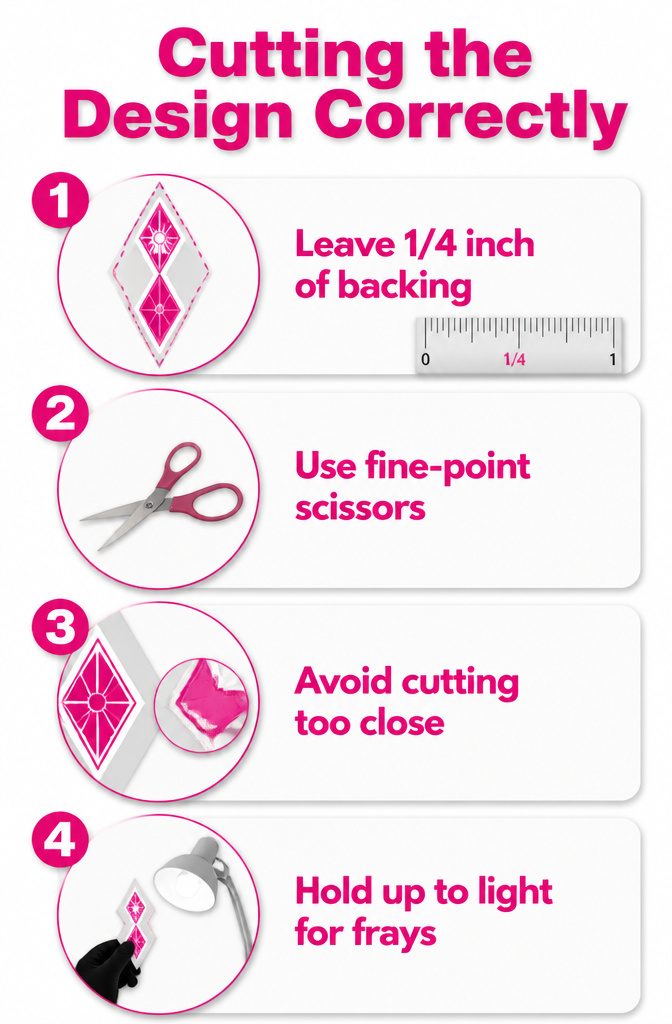 An information image showing how to cut the tattoo design correctly.