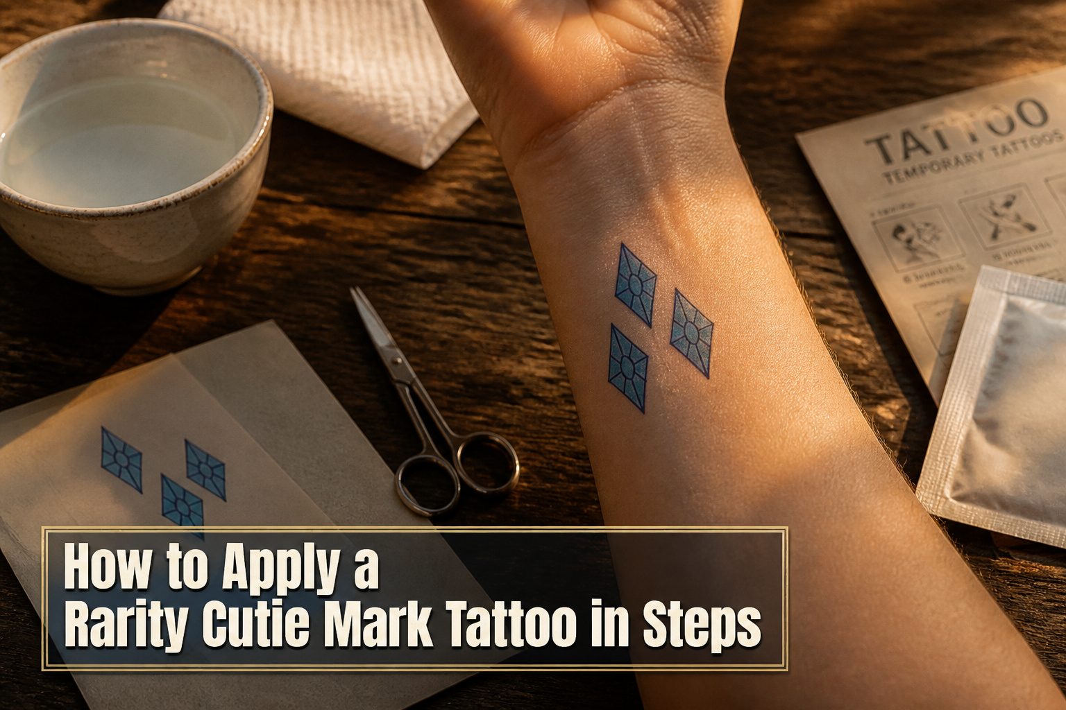 An infographic detailing the process for applying a temporary tattoo.