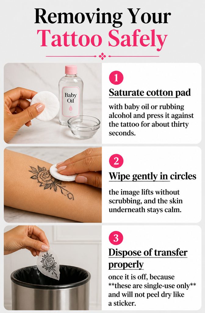 An information image about safely removing your temporary tattoo.
