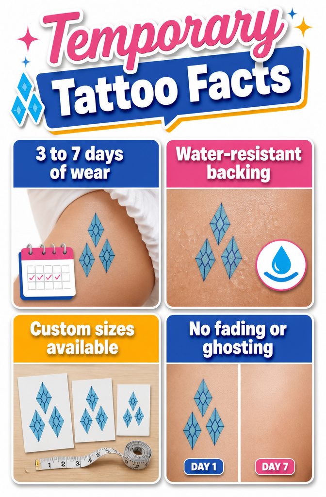 An information image detailing the facts about temporary tattoos.