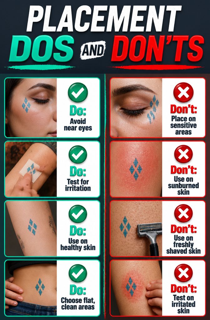 An information image listing placement dos and don'ts for tattoos.